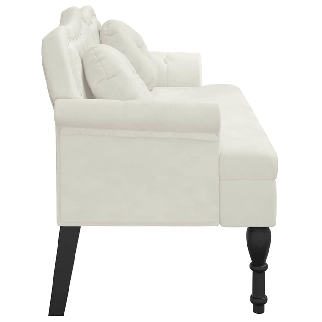 Klupa s jastucima Krem 120,5 x 65 x 75 cm baršunasta