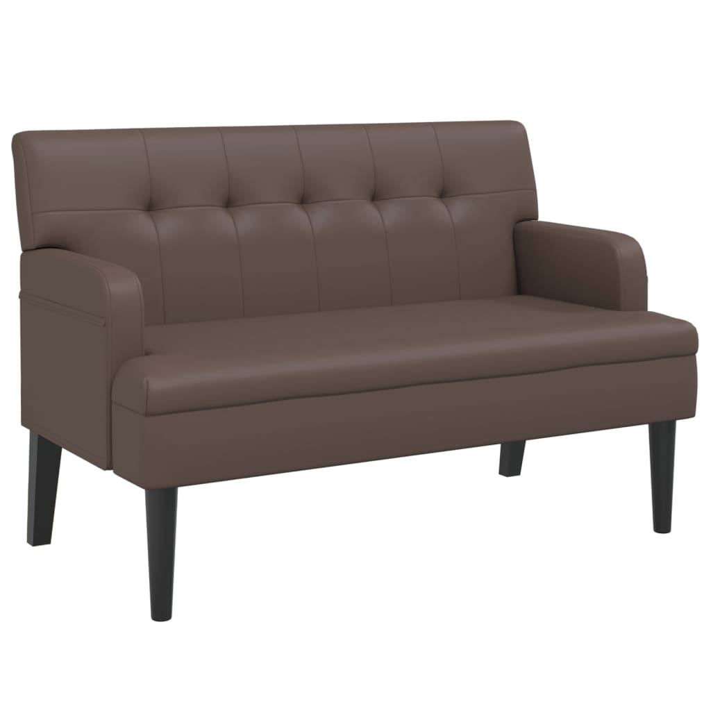 Klupa s naslonom smeđa 112 x 65,5 x 75 cm od umjetne kože