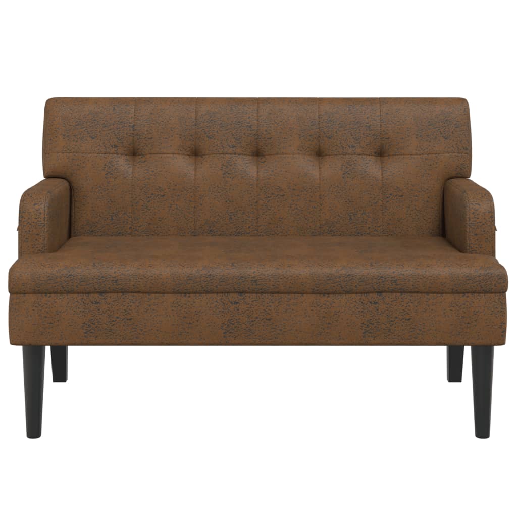 Klupa s naslonom smeđa 112 x 65,5 x 75 cm umjetna brušena koža