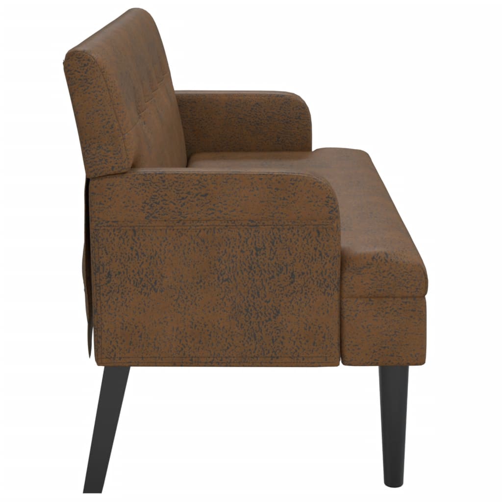 Klupa s naslonom smeđa 112 x 65,5 x 75 cm umjetna brušena koža