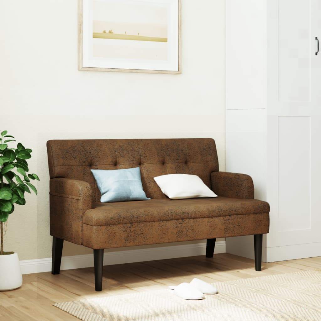 Klupa s naslonom smeđa 112 x 65,5 x 75 cm umjetna brušena koža