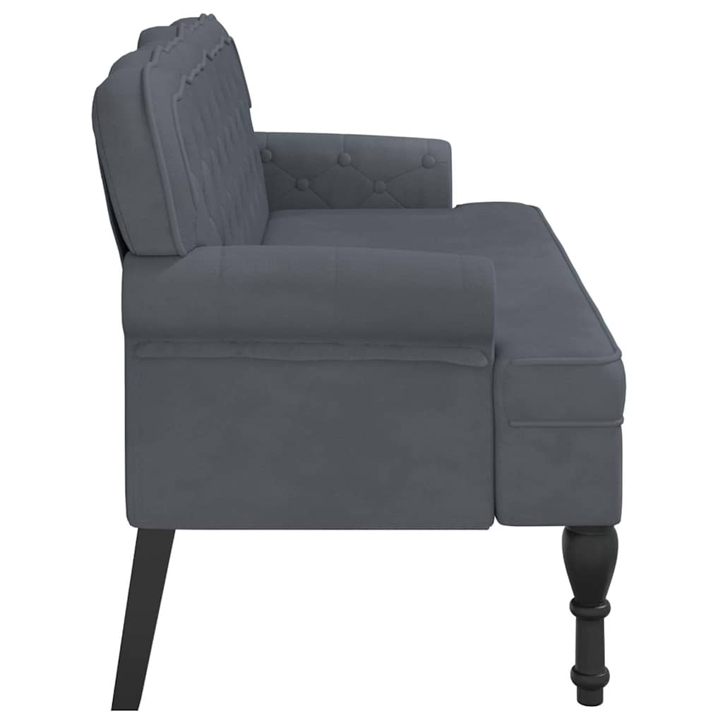 Klupa s naslonom tamnosiva 119,5 x 64,5 x 75 cm baršunasta