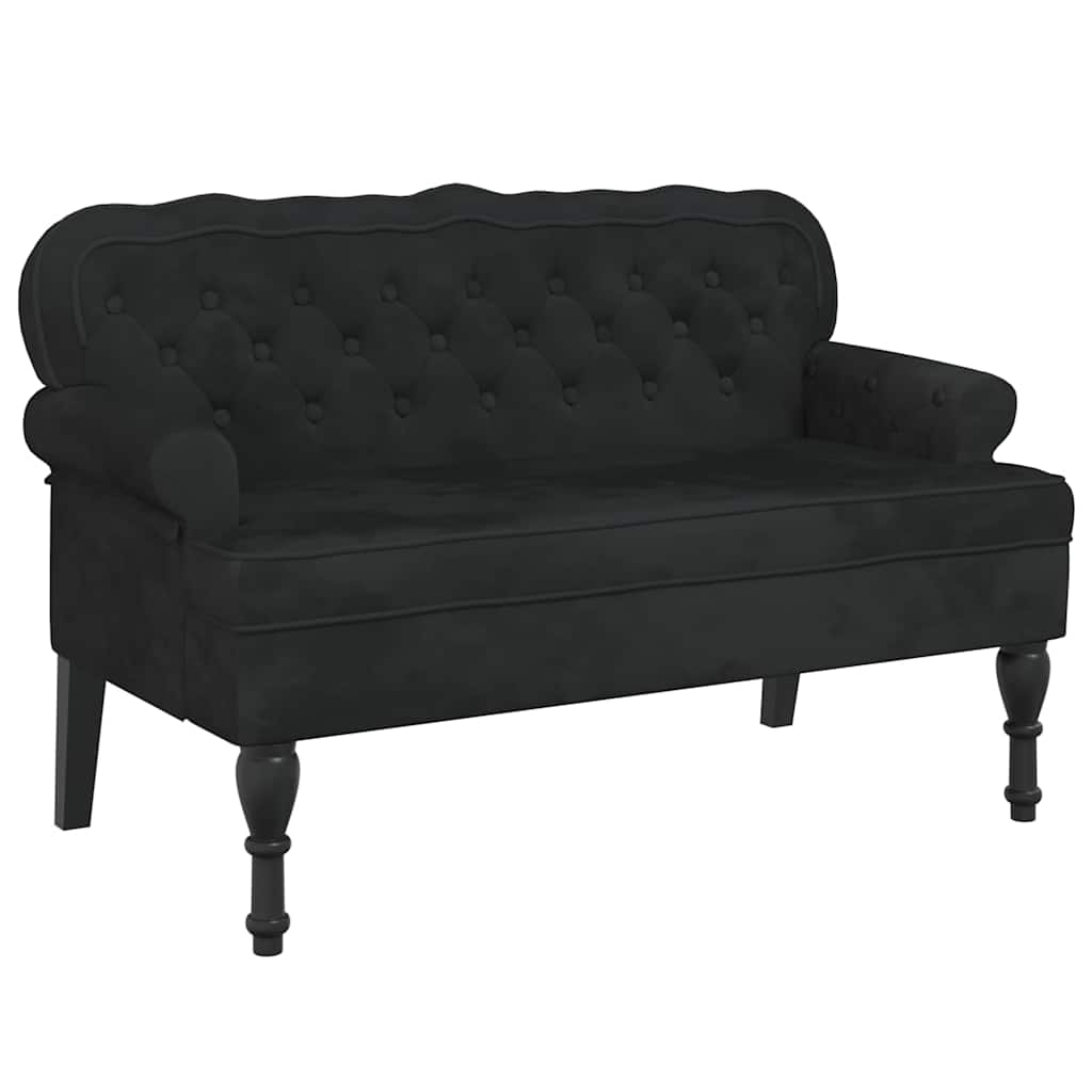 Klupa s naslonom Crna 119,5x64,5x75 cm Baršunasta