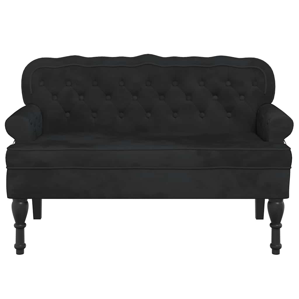 Klupa s naslonom Crna 119,5x64,5x75 cm Baršunasta