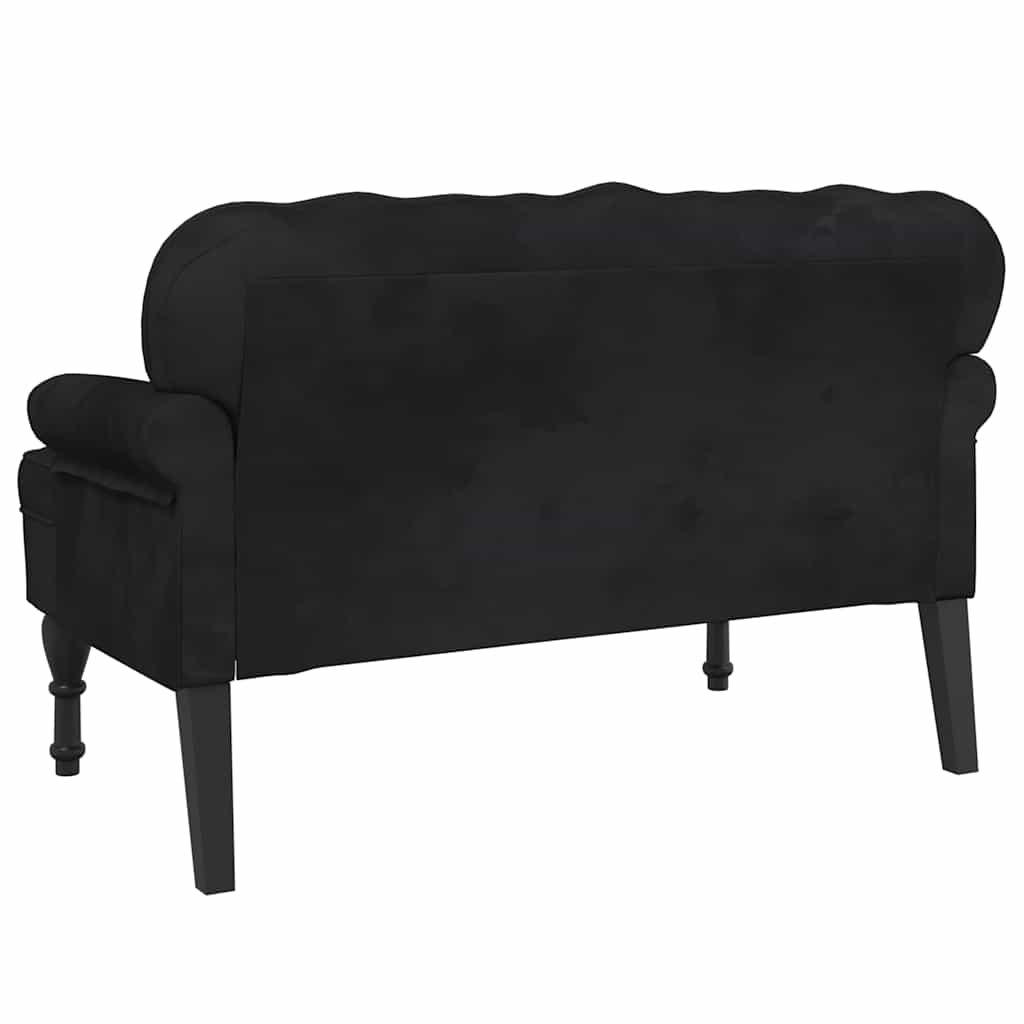 Klupa s naslonom Crna 119,5x64,5x75 cm Baršunasta
