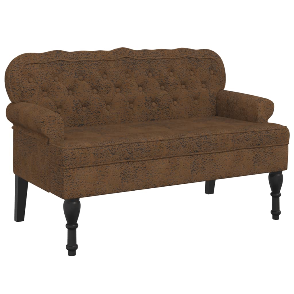Klupa s naslonom smeđa 119,5x64,5x75 cm umjetna brušena koža