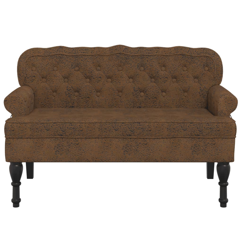 Klupa s naslonom smeđa 119,5x64,5x75 cm umjetna brušena koža