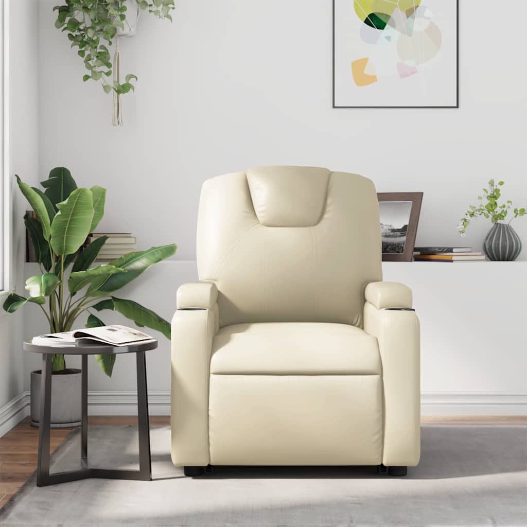 Masažni naslonjač od umjetne kože krem