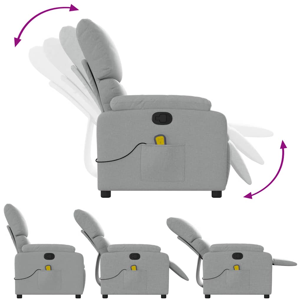 Masažni naslonjač od tkanine svjetlosivi