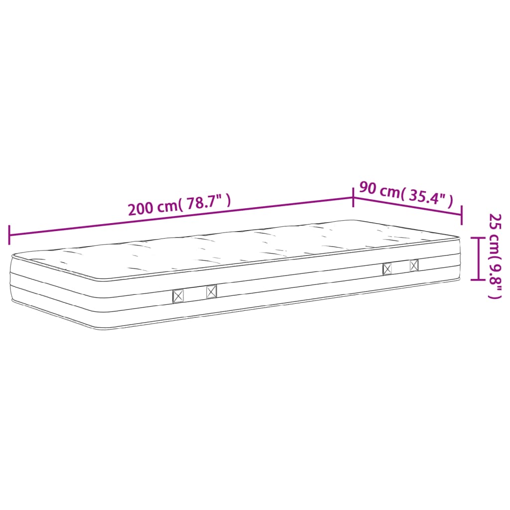 Madrac s džepičastim oprugama srednje čvrst 90 x 200 cm