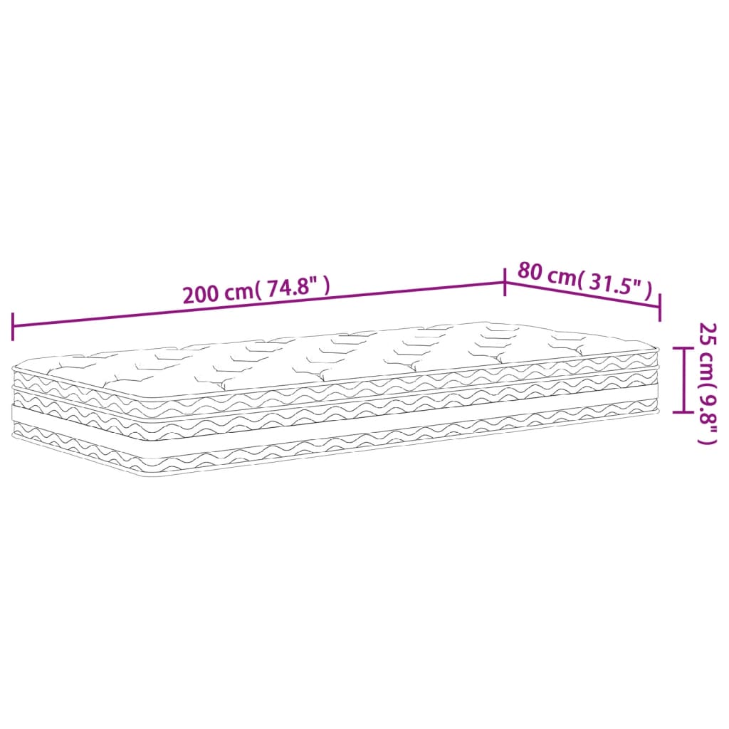 Madrac s džepičastim oprugama srednji 80 x 200 cm