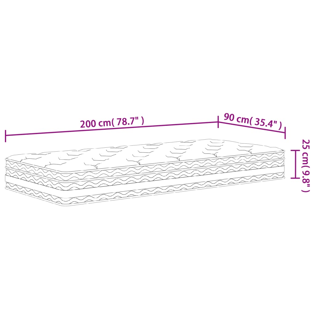 Madrac s džepičastim oprugama srednji 90 x 200 cm