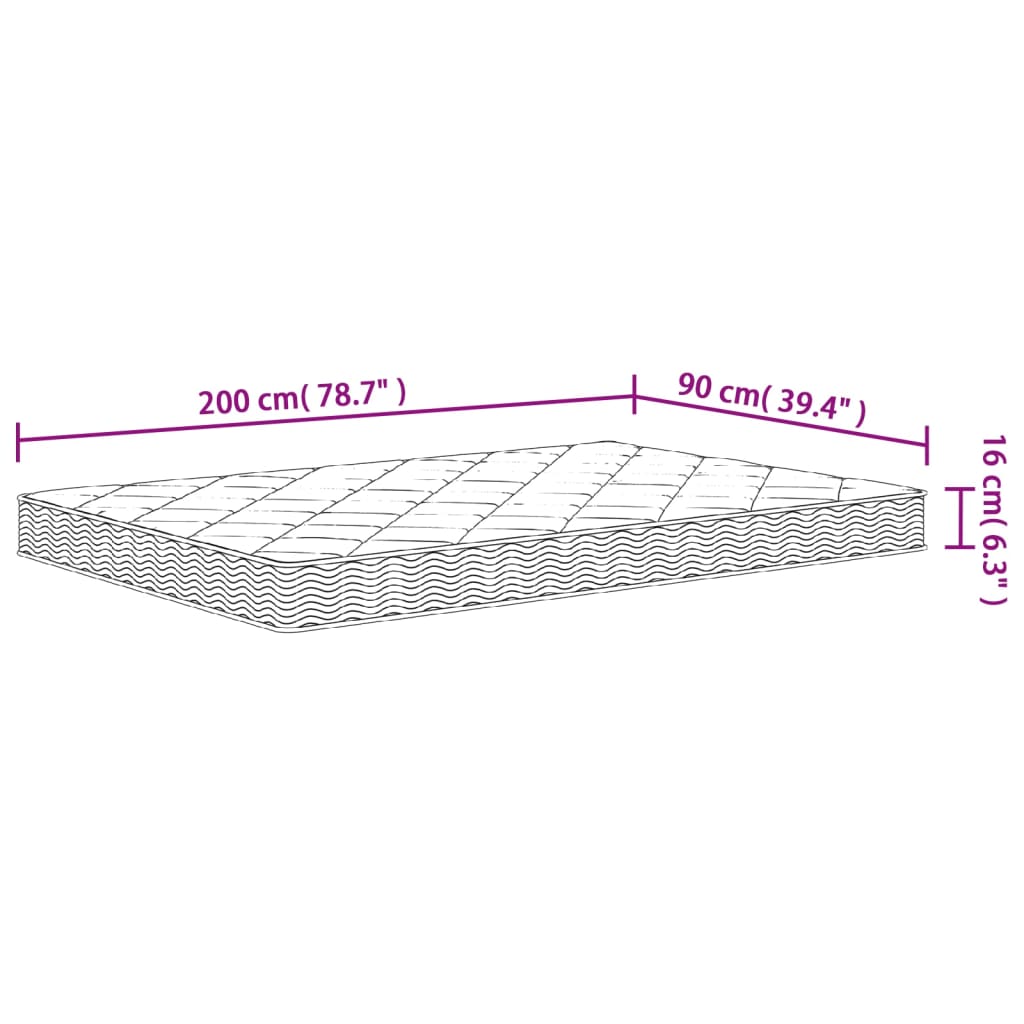 Madrac od pjene srednje mekani 90 x 200 cm