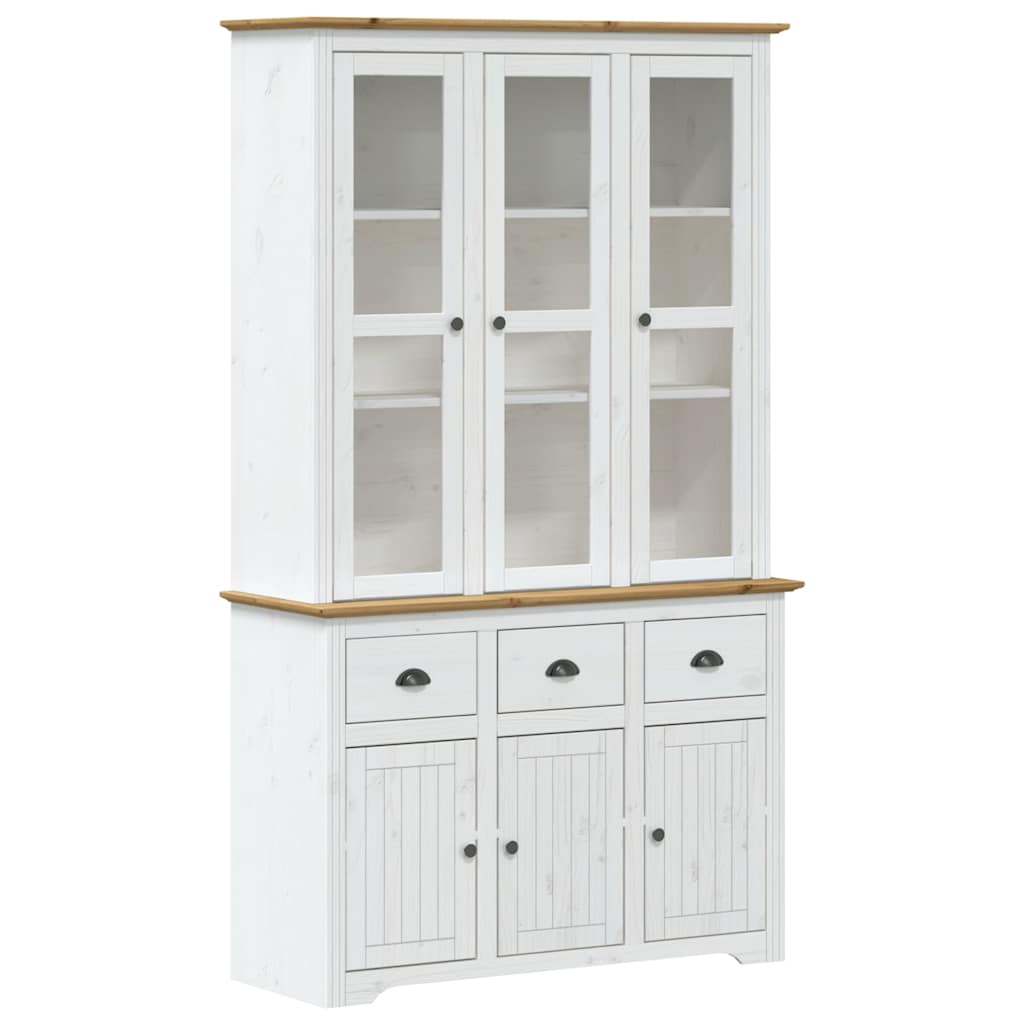 Visoka komoda BODO bijelo-smeđa 115,5x43x200,5 cm od borovine