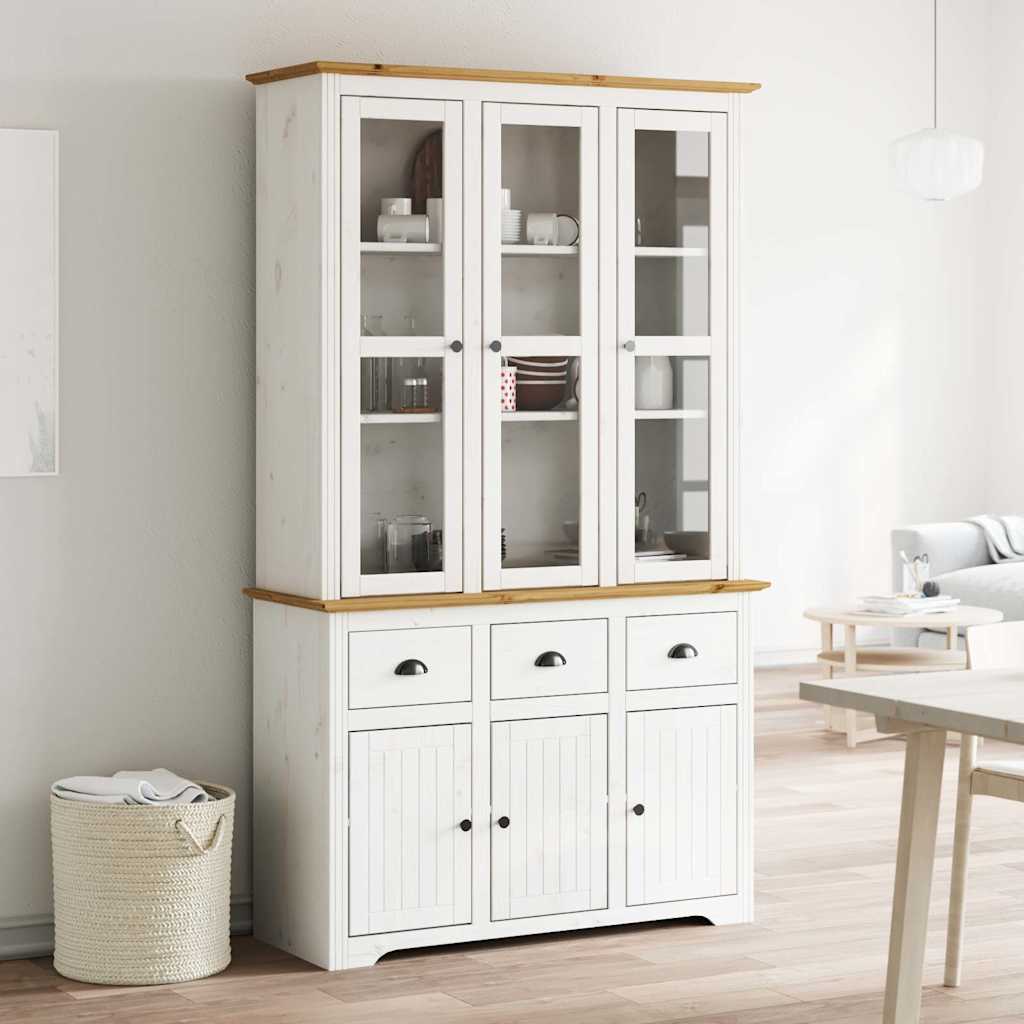Visoka komoda BODO bijelo-smeđa 115,5x43x200,5 cm od borovine