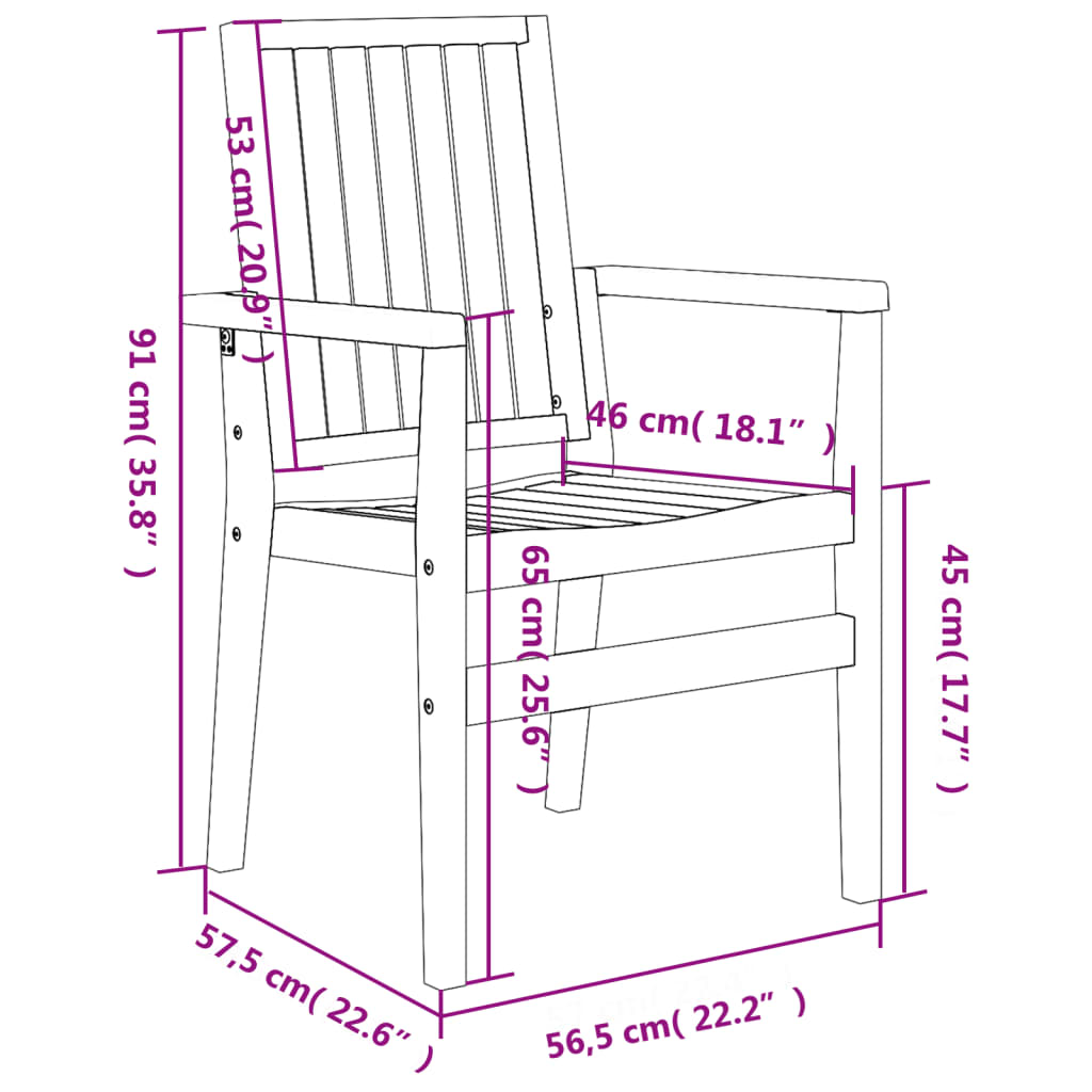 Složive vrtne stolice 4 kom 56,5x57,5x91 cm od masivne tikovine