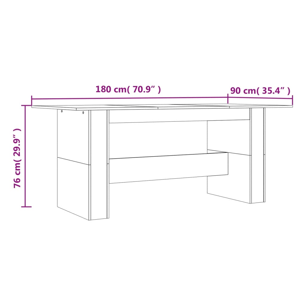Blagovaonski stol boja hrasta 180x90x76 cm konstruirano drvo
