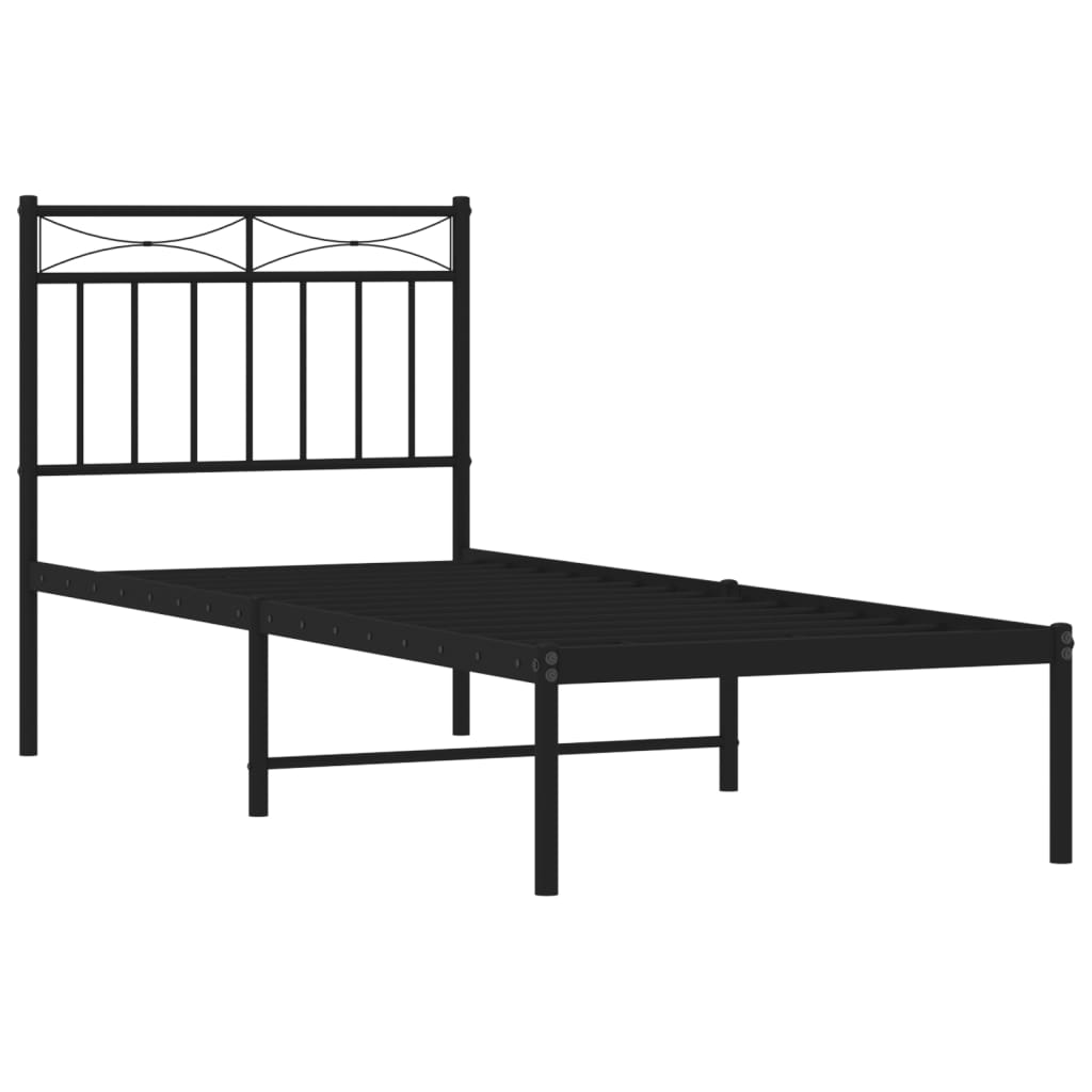 Metalni okvir za krevet s uzglavljem crni 80x200 cm