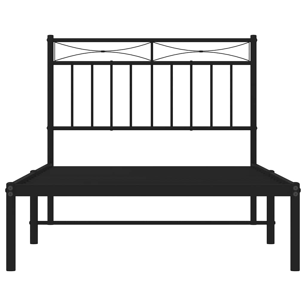 Metalni okvir za krevet s uzglavljem crni 100x190 cm