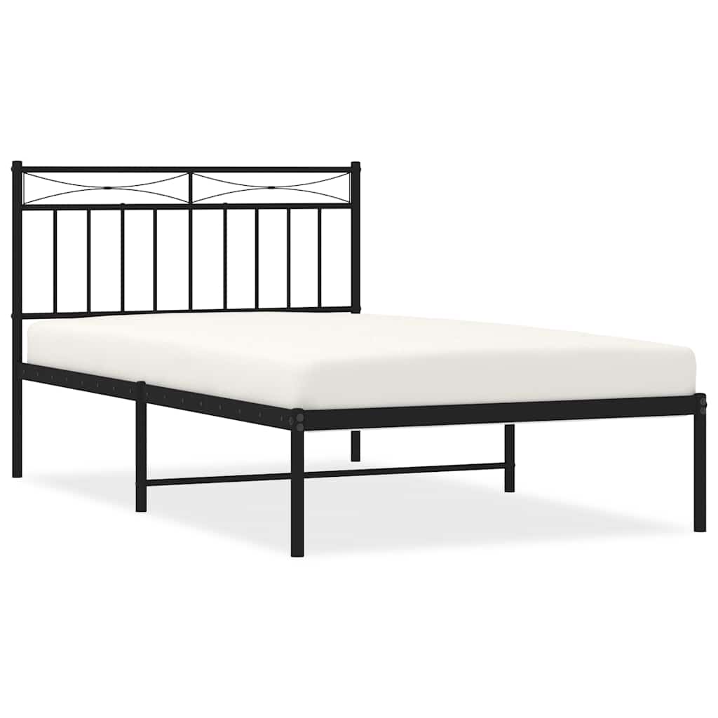 Metalni okvir za krevet s uzglavljem crni 100x200 cm