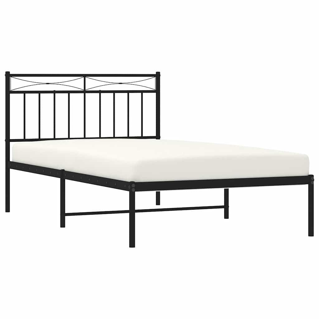 Metalni okvir za krevet s uzglavljem crni 100x200 cm