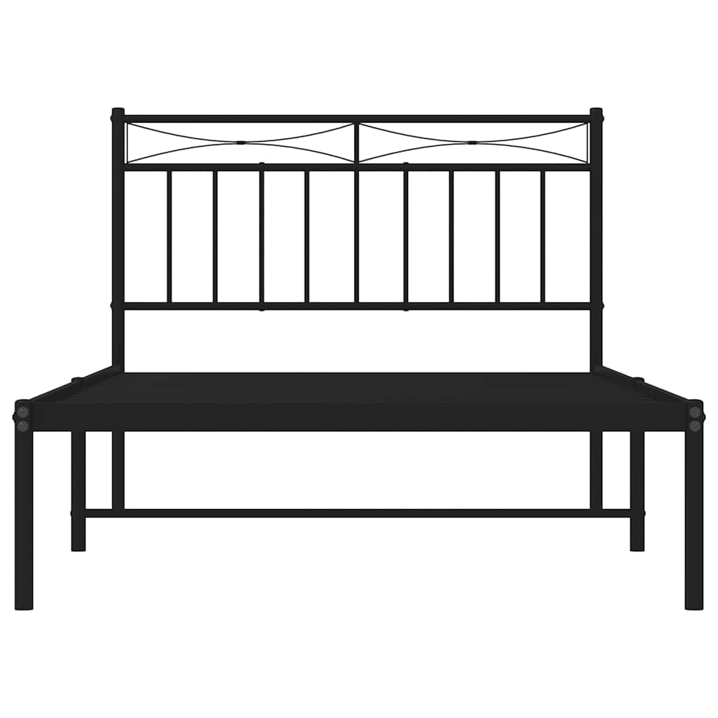 Metalni okvir za krevet s uzglavljem crni 100x200 cm