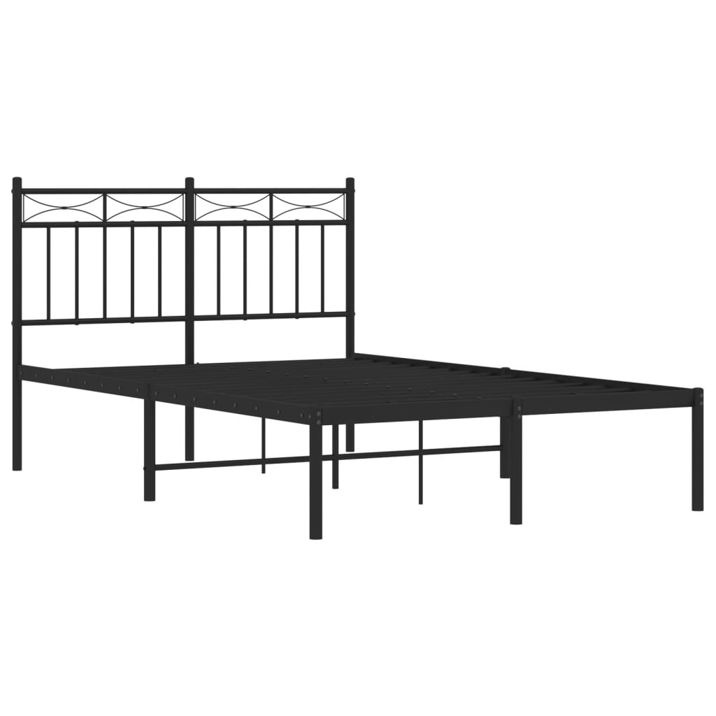 Metalni okvir za krevet s uzglavljem crni 120x190 cm