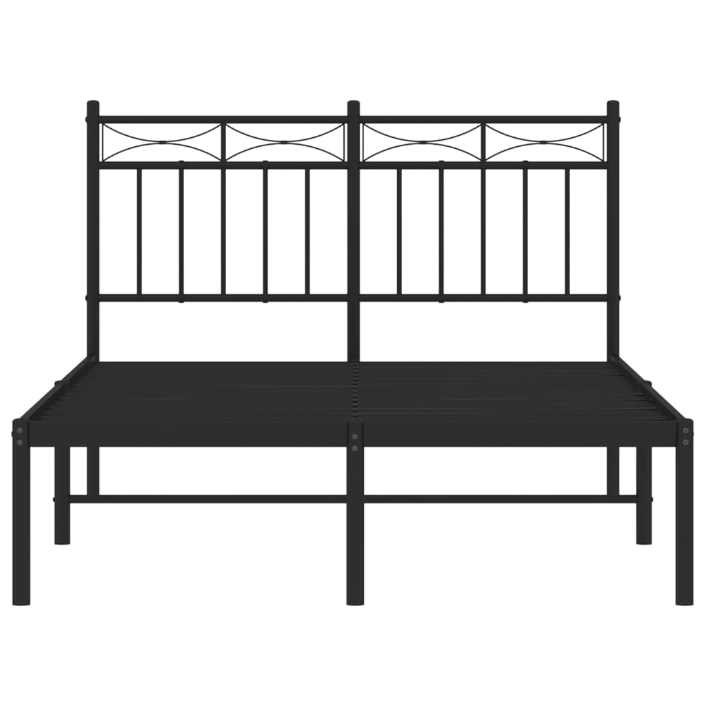 Metalni okvir za krevet s uzglavljem crni 120x190 cm