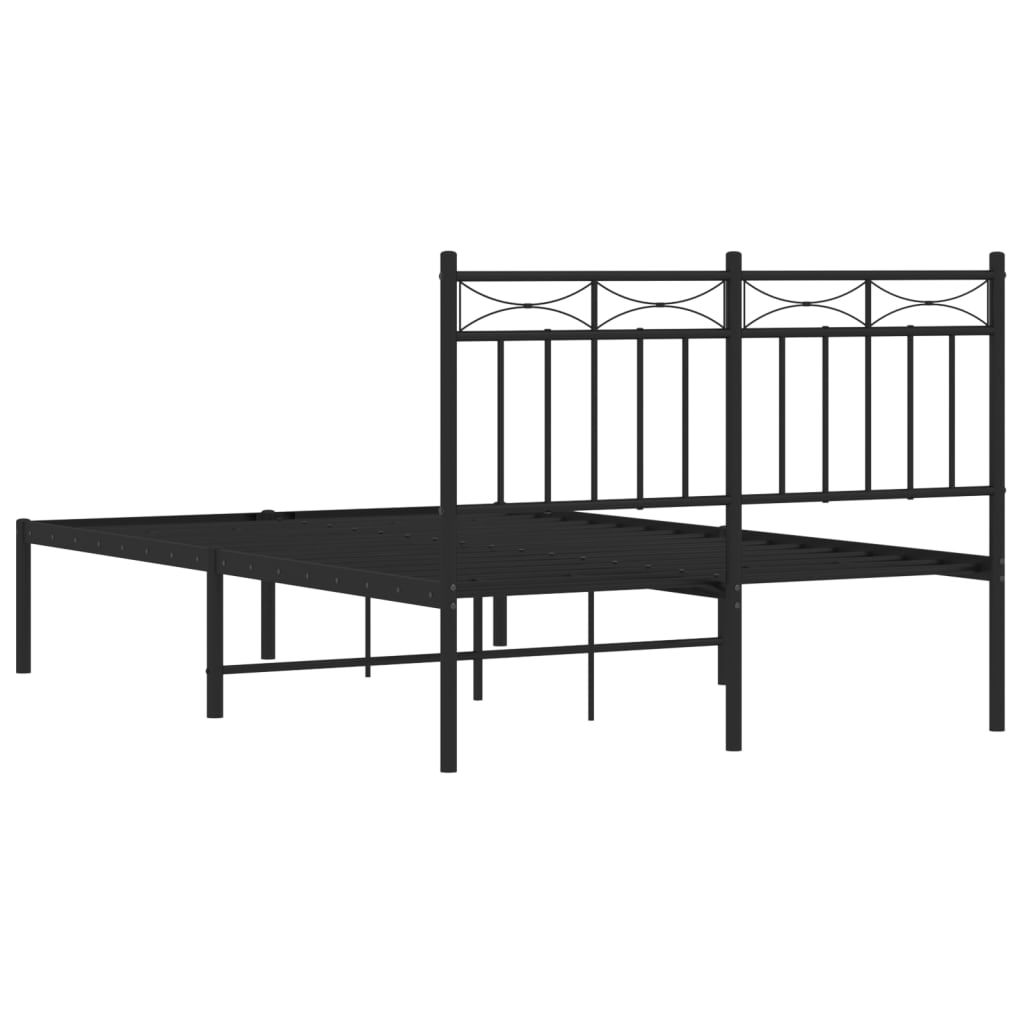 Metalni okvir za krevet s uzglavljem crni 120x190 cm