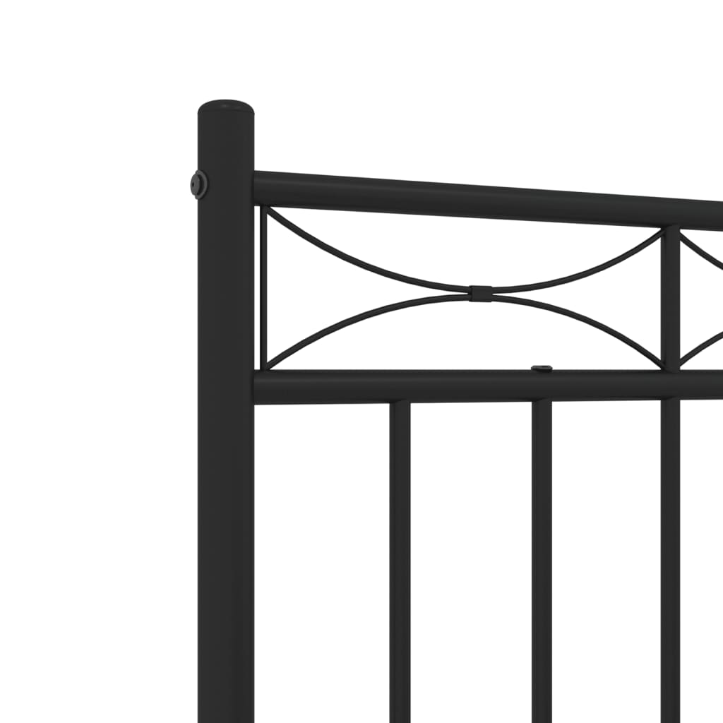 Metalni okvir za krevet s uzglavljem crni 120x190 cm