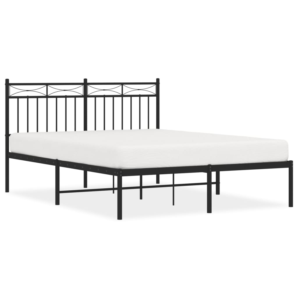 Metalni okvir za krevet s uzglavljem crni 140x190 cm