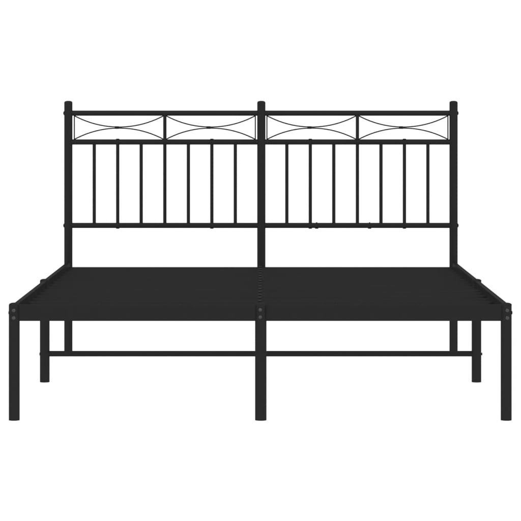 Metalni okvir za krevet s uzglavljem crni 140x190 cm