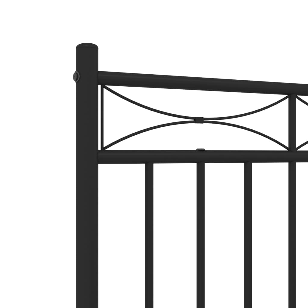 Metalni okvir za krevet s uzglavljem crni 140x190 cm