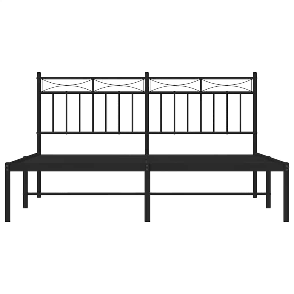 Metalni okvir za krevet s uzglavljem crni 150x200 cm