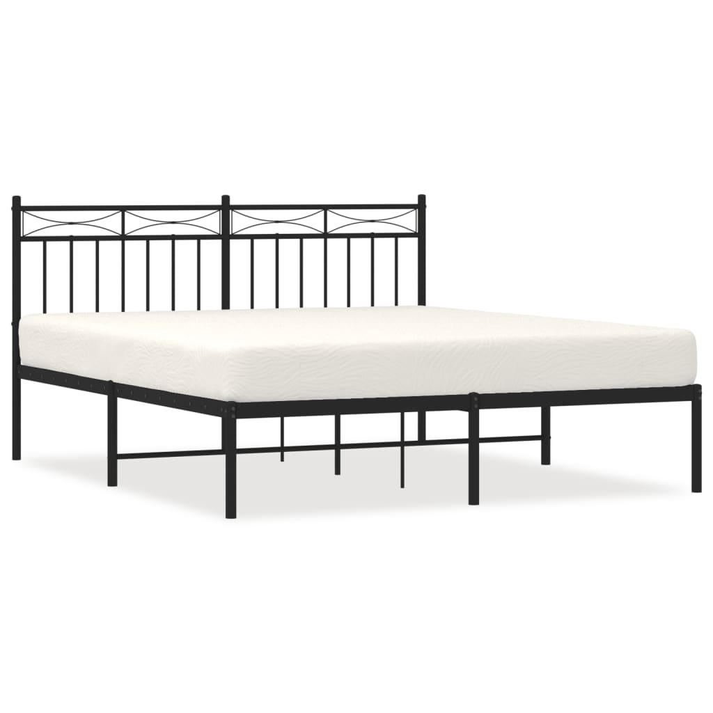 Metalni okvir za krevet s uzglavljem crni 160x200 cm