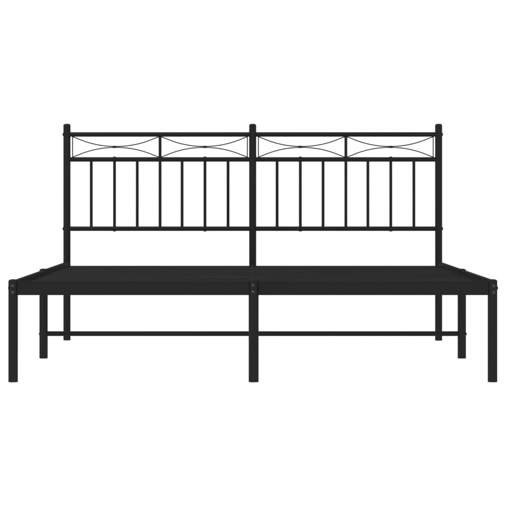 Metalni okvir za krevet s uzglavljem crni 160x200 cm