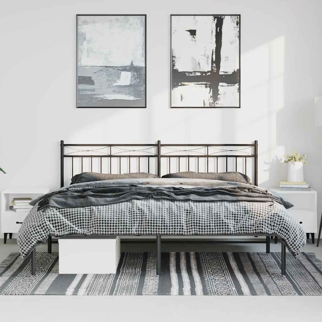 Metalni okvir za krevet s uzglavljem crni 183x213 cm