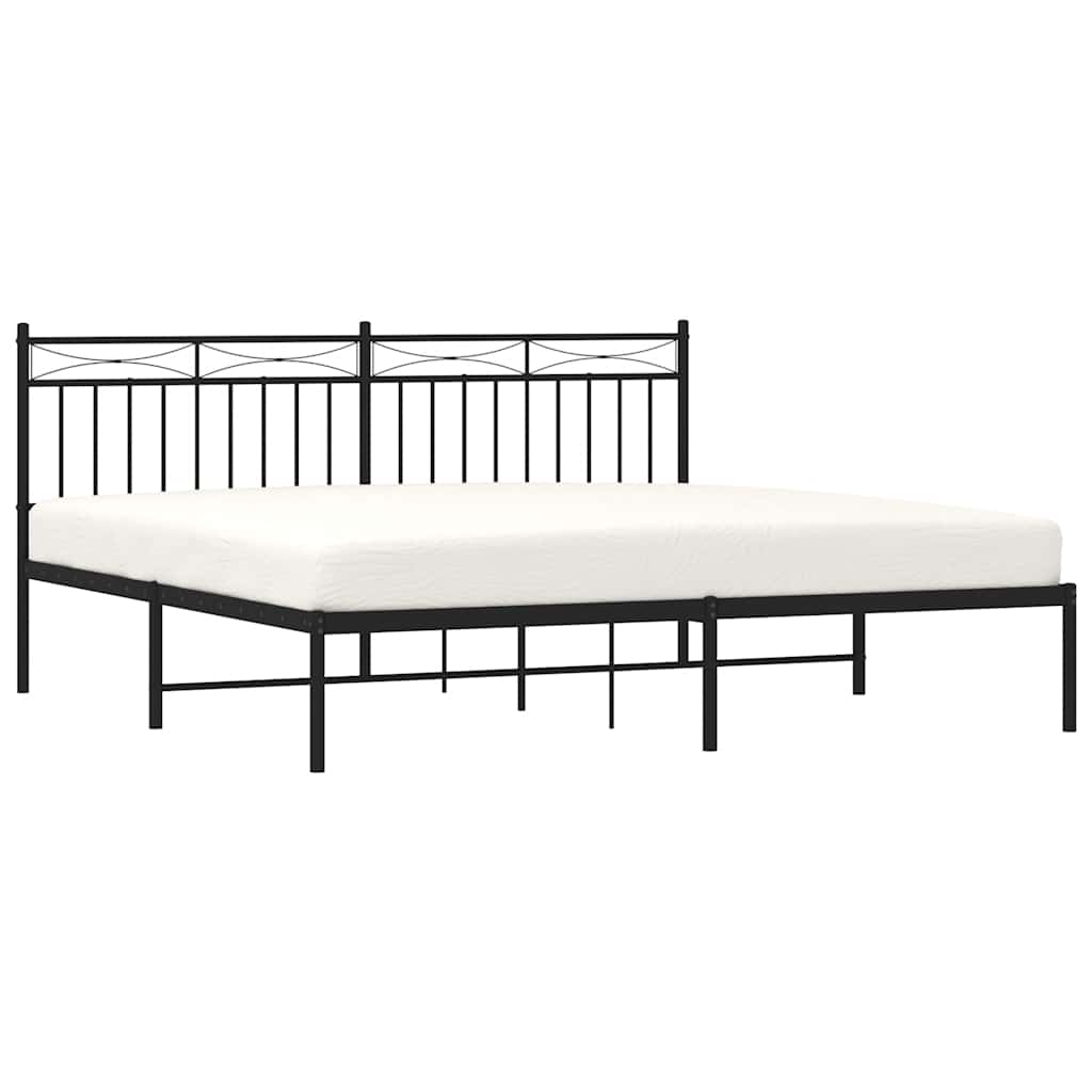 Metalni okvir za krevet s uzglavljem crni 183x213 cm