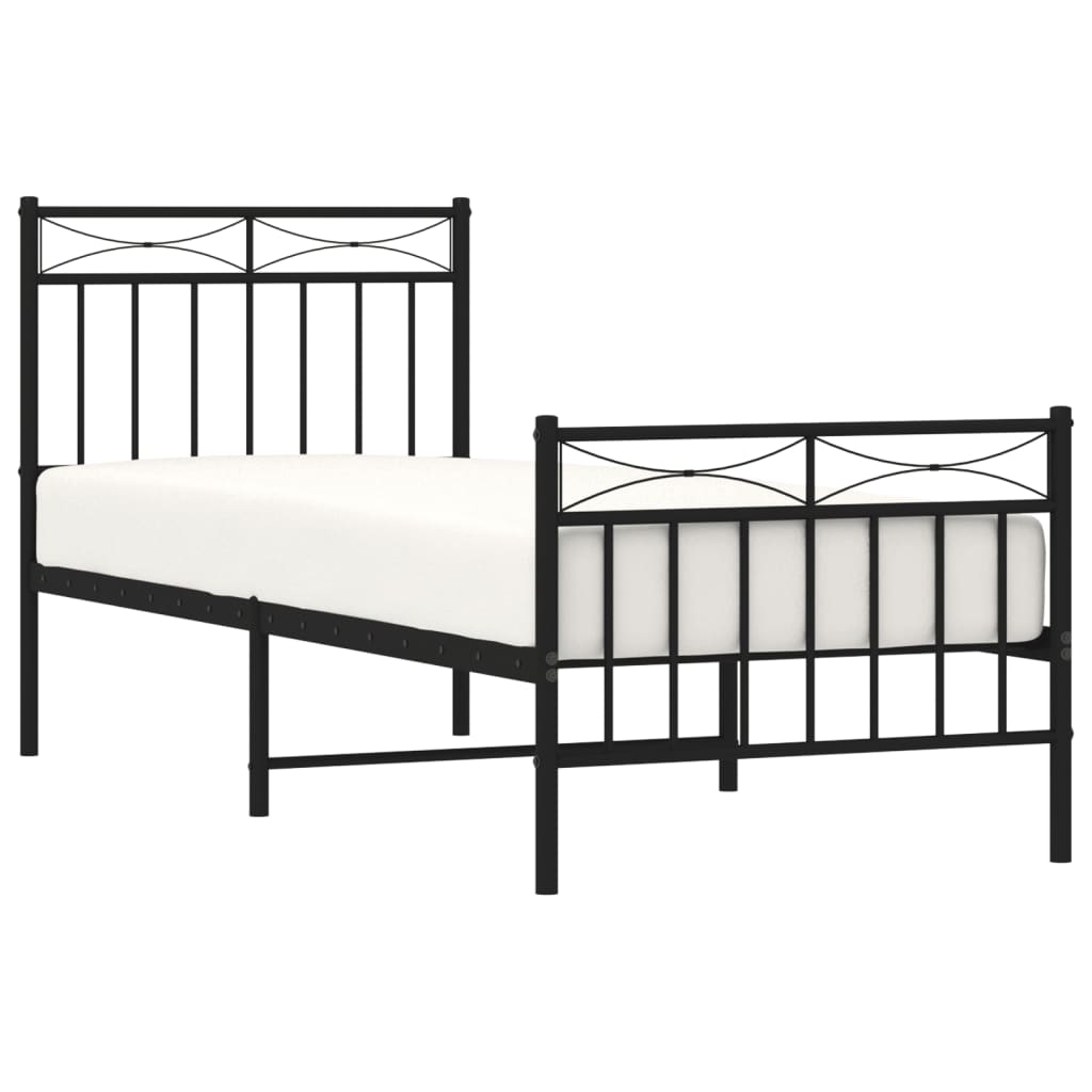 Metalni okvir kreveta uzglavlje i podnožje crni 80x200 cm