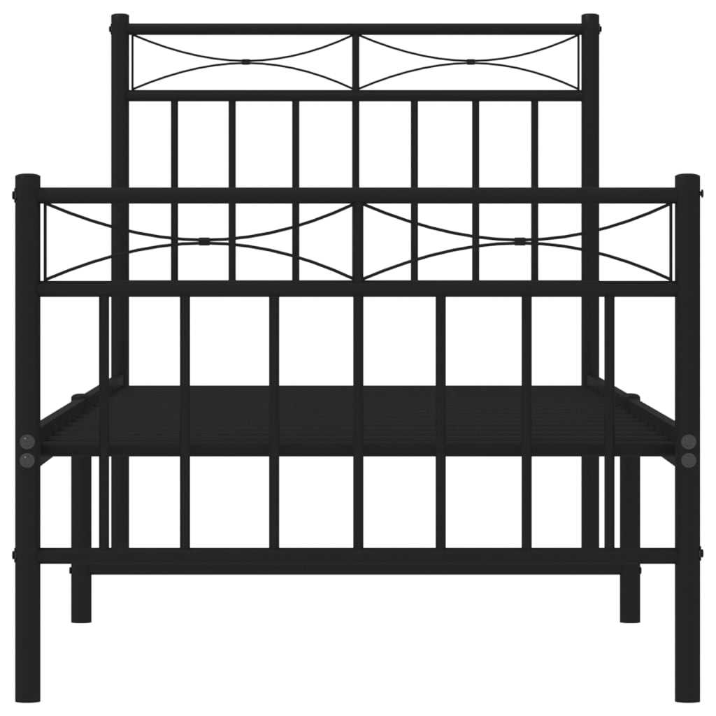 Metalni okvir kreveta uzglavlje i podnožje crni 80x200 cm