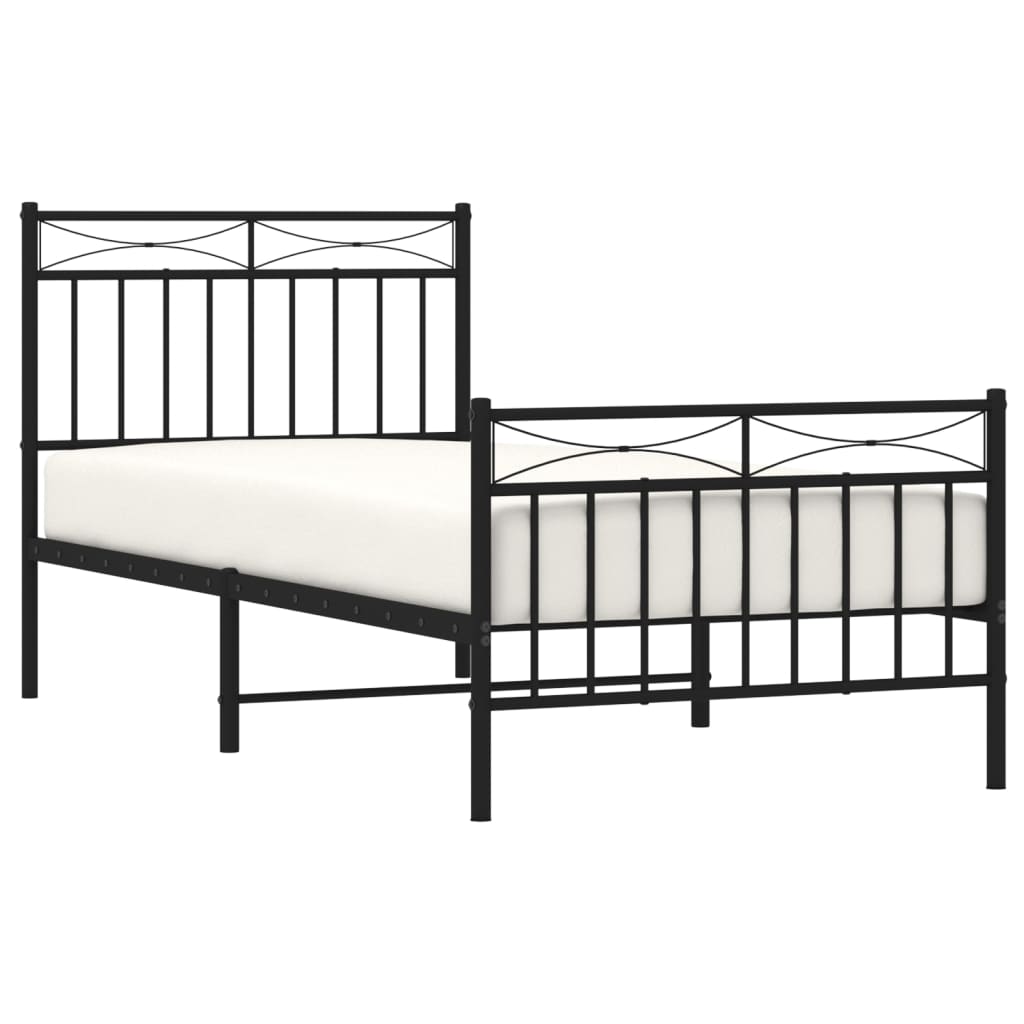 Metalni okvir kreveta uzglavlje i podnožje crni 90 x 200 cm