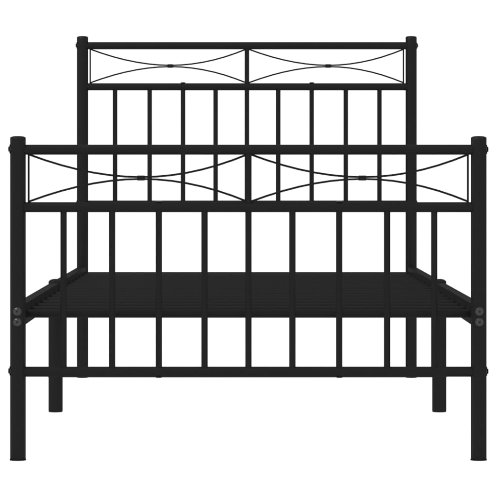 Metalni okvir kreveta uzglavlje i podnožje crni 90 x 200 cm