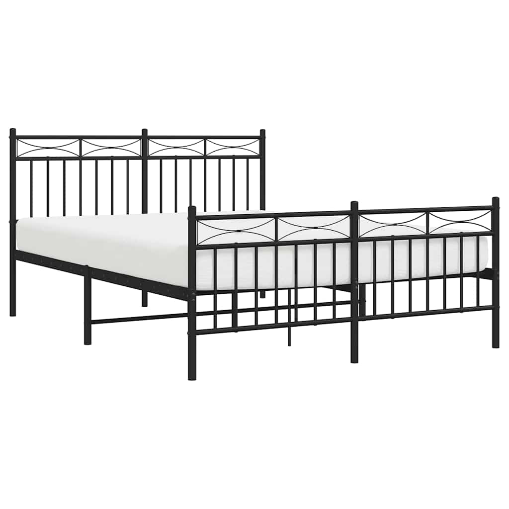Metalni okvir kreveta uzglavlje i podnožje crni 135x190 cm