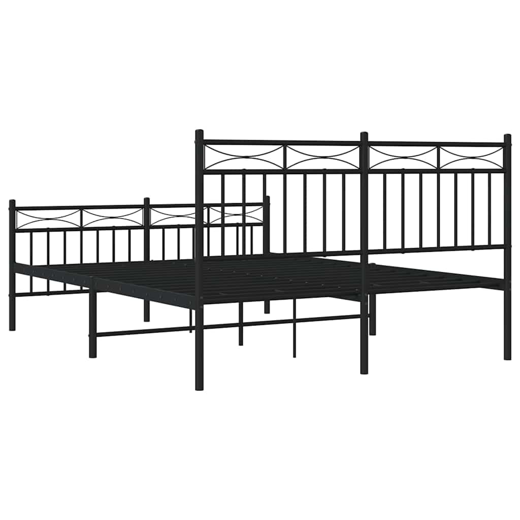 Metalni okvir kreveta uzglavlje i podnožje crni 135x190 cm