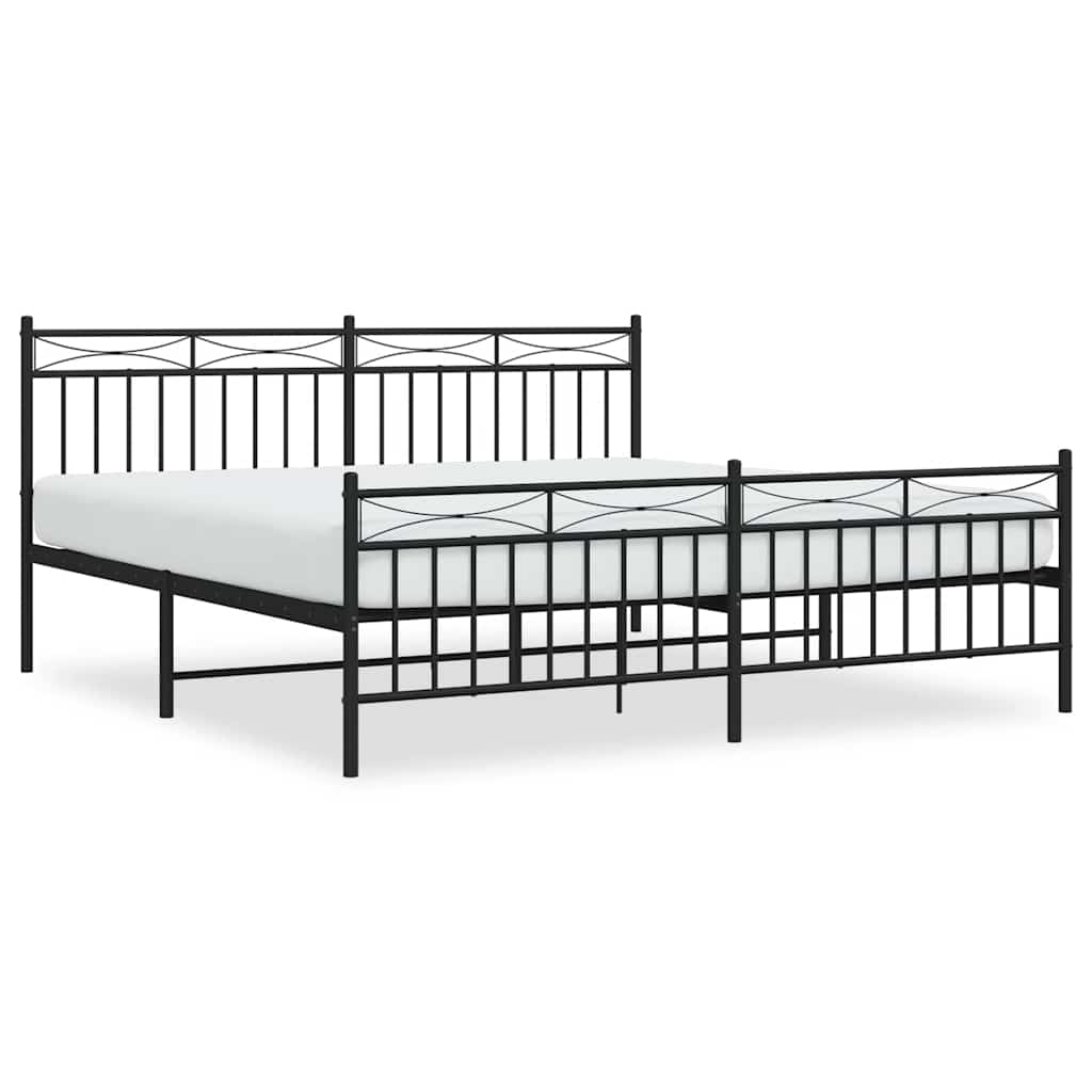 Metalni okvir kreveta uzglavlje i podnožje crni 183x213 cm