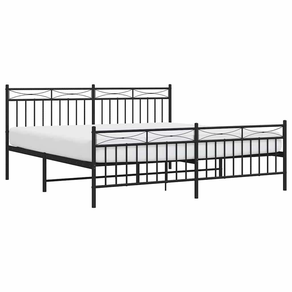 Metalni okvir kreveta uzglavlje i podnožje crni 183x213 cm