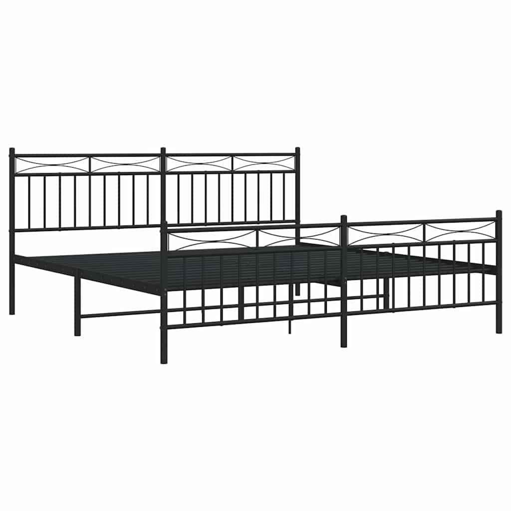 Metalni okvir kreveta uzglavlje i podnožje crni 183x213 cm
