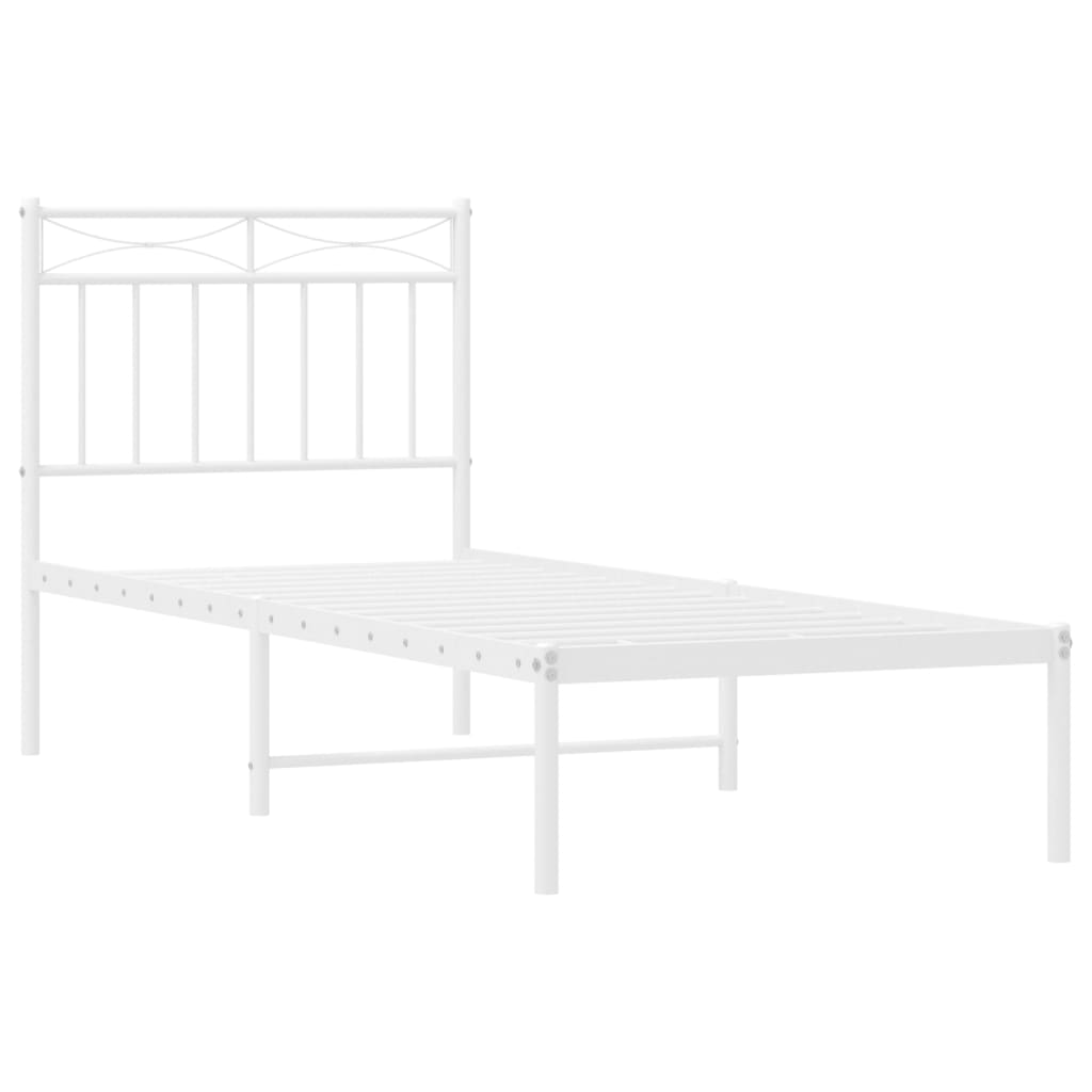Metalni okvir krevet bez madraca s uzglavljem bijeli 75x190 cm