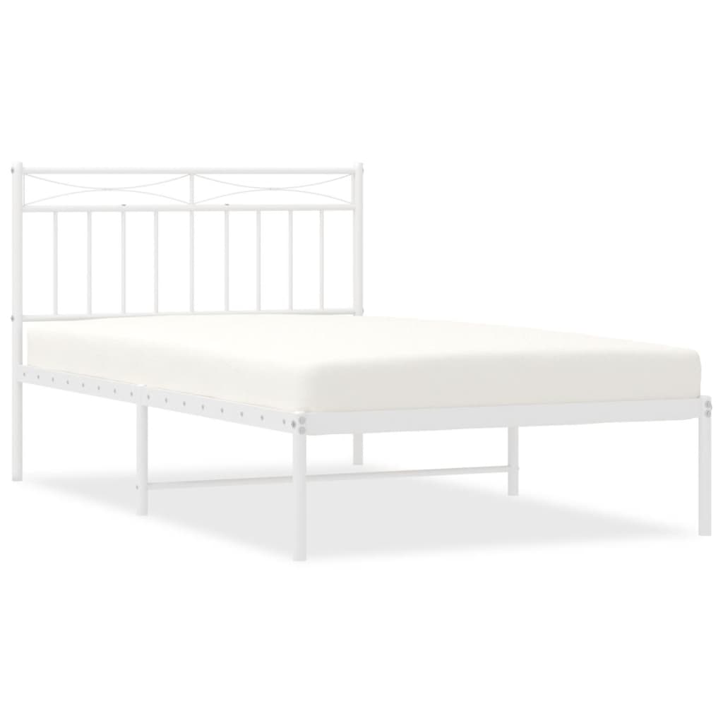 Metalni okvir za krevet s uzglavljem bijeli 107x203 cm