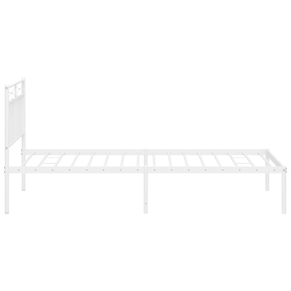 Metalni okvir za krevet s uzglavljem bijeli 107x203 cm